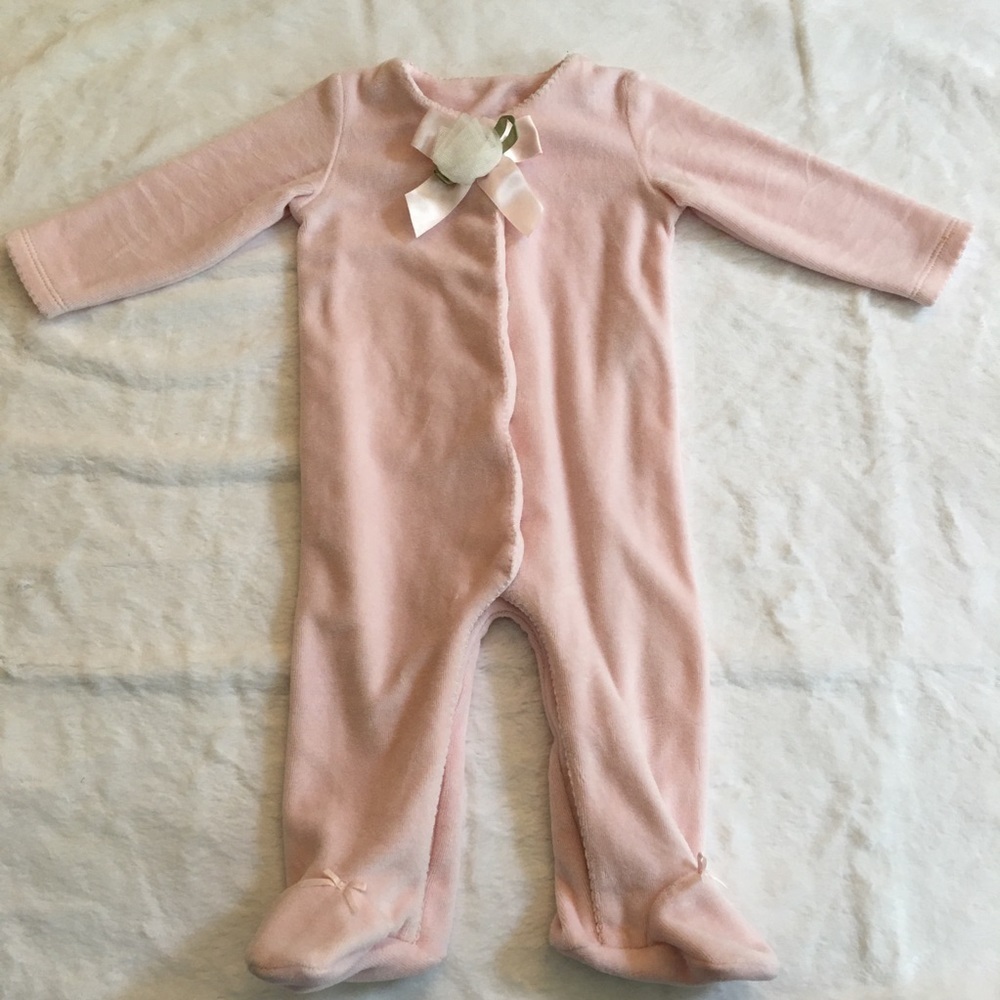Miniclasix Baby Pink Flower Footsie Pajama 6 Month